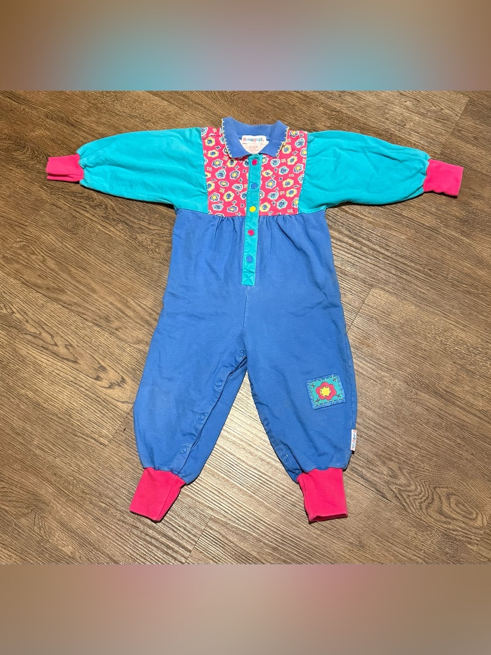 Vintage 1990’s Rainbow Tag Gymboree Colorful Colorblock Retro Romper Small 2T 3T